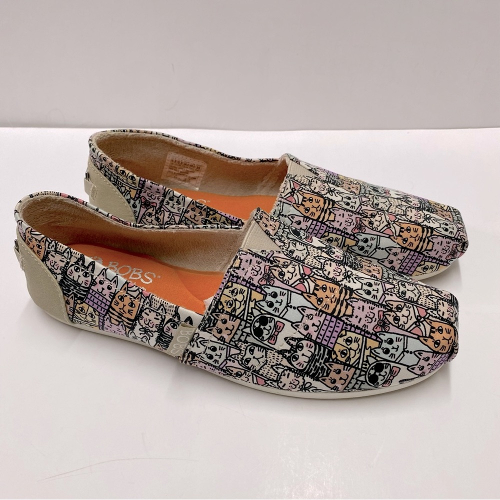 Bobs for Cats Skechers Cat Print Slide On Slip On Memory Foam Shoes Sz 6.5